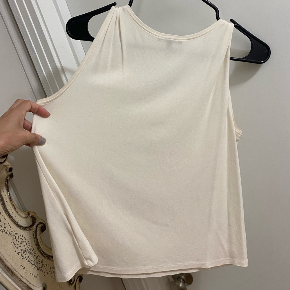White thin stretchy dressy blouse quality comfy business top shirt Eileen fisher